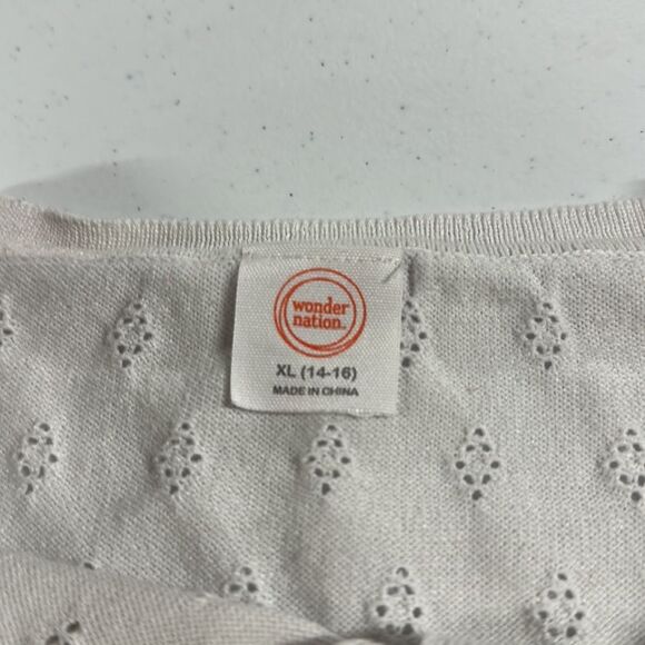 Girls White Button Up Sweater Size XL (14-16) - Picture 3 of 3